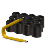 Multi-pack of black ColorLugs LugCaps — flexible, durable and form-fitting vinyl lug nut covers with extractor tool