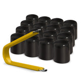 Multi-pack of black ColorLugs LugCaps — flexible, durable and form-fitting vinyl lug nut covers with extractor tool