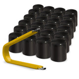 Multi-pack of black ColorLugs LugCaps — flexible, durable and form-fitting vinyl lug nut covers with extractor tool