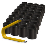 Multi-pack of black ColorLugs LugCaps — flexible, durable and form-fitting vinyl lug nut covers with extractor tool