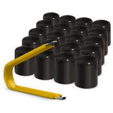 Multi-pack of black ColorLugs LugCaps — flexible, durable and form-fitting vinyl lug nut covers with extractor tool