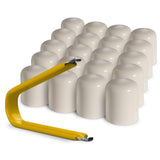 Multi-pack of white ColorLugs LugCaps — flexible, durable and form-fitting vinyl lug nut covers with extractor tool