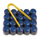 Multi-pack of blue ColorLugs LugCaps — flexible, durable and form-fitting vinyl lug nut covers with extractor tool