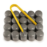Multi-pack of gray silver ColorLugs LugCaps — flexible, durable and form-fitting vinyl lug nut covers with extractor tool